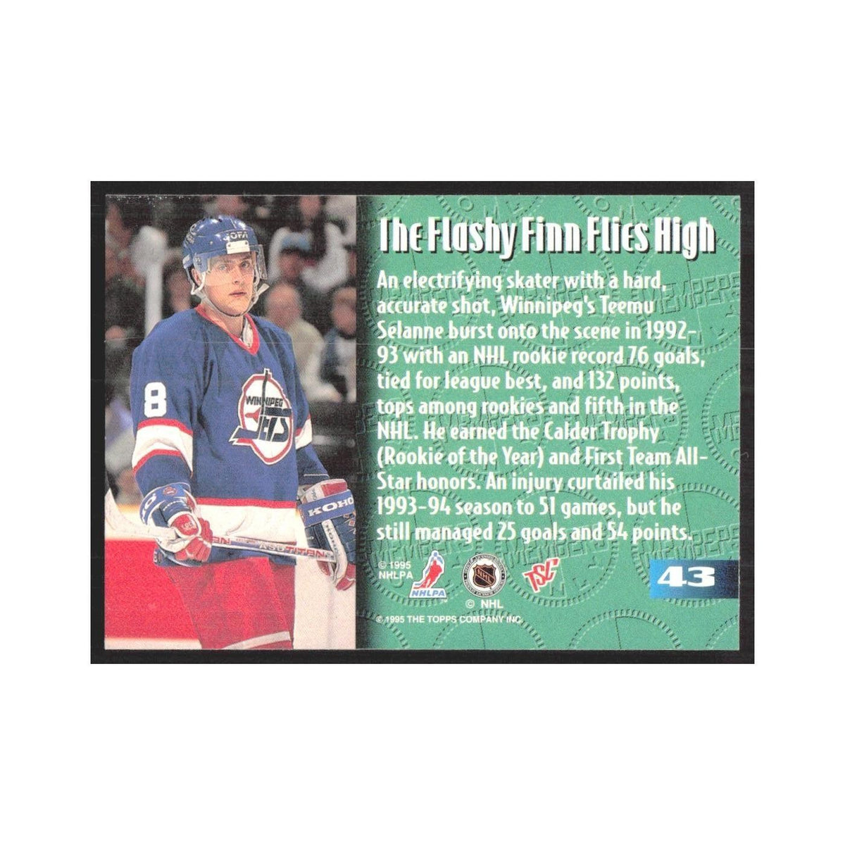 1995 Stadium Club Members Only Teemu Selanne Winnipeg Jets #43