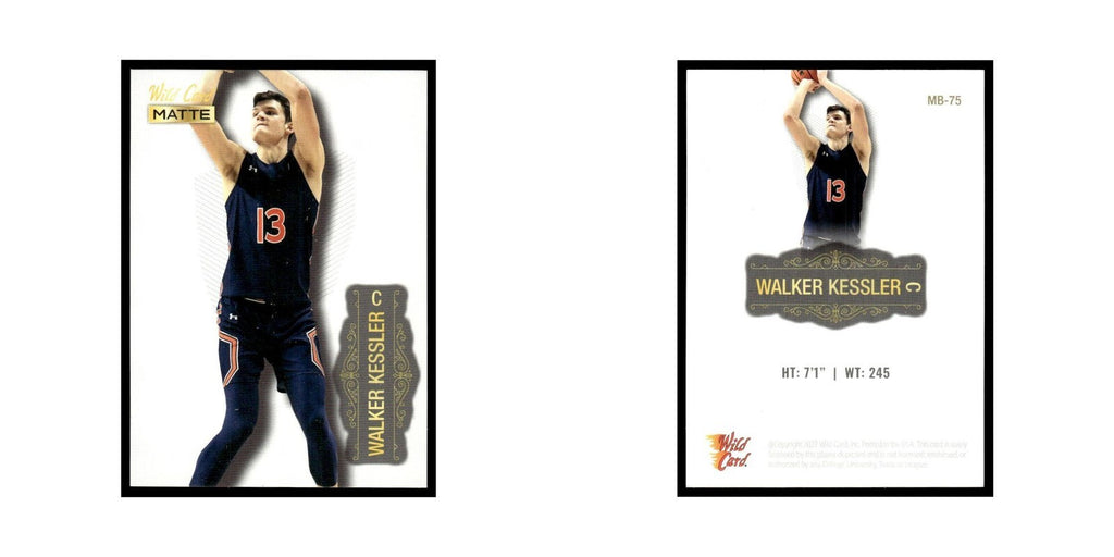 Walker Kessler 2022 Wild Card Matte #MB-75 Auburn Tigers Basketball Card NM