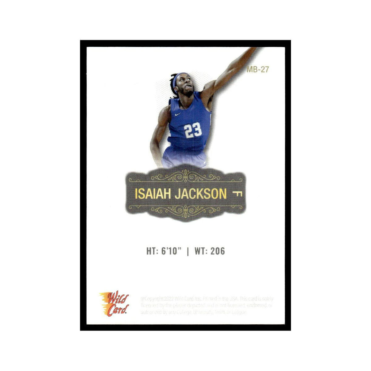 Isaiah Jackson 2022 Wild Card Matte #MB-27 Indiana Pacers Basketball Card NM