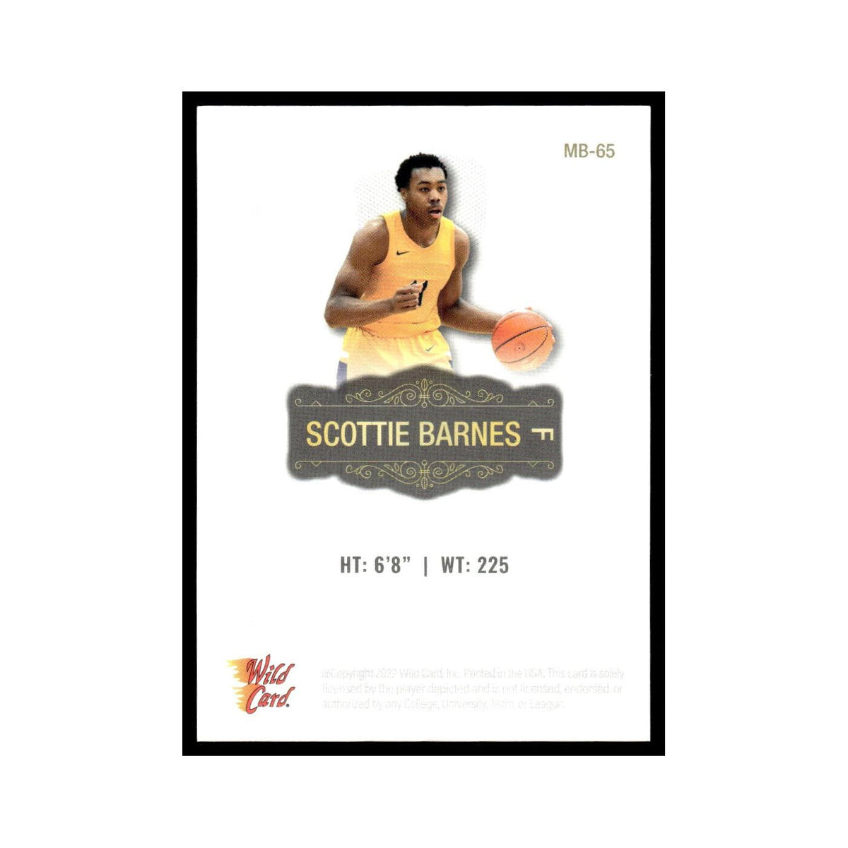 Scottie Barnes 2022 Wild Card Matte #MB-65 Toronto Raptors Basketball Card NM
