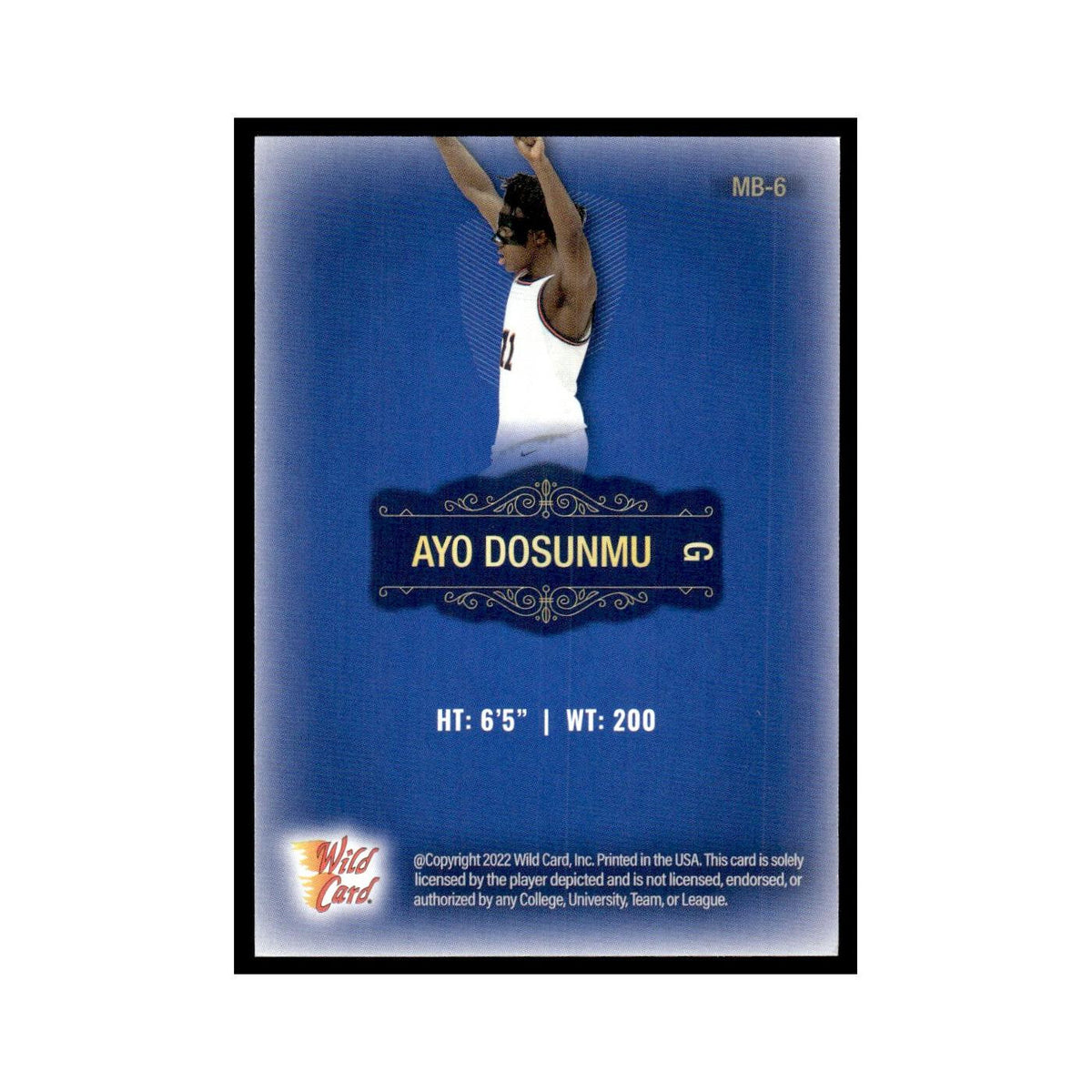 Ayo Dosunmu 2022 Wild Card Matte #MB-6 Chicago Bulls Basketball Card NM