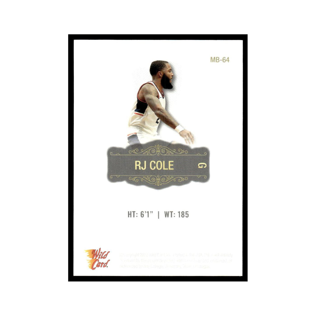 RJ Cole 2022 Wild Card Matte #MB-64 Basketball Card NM