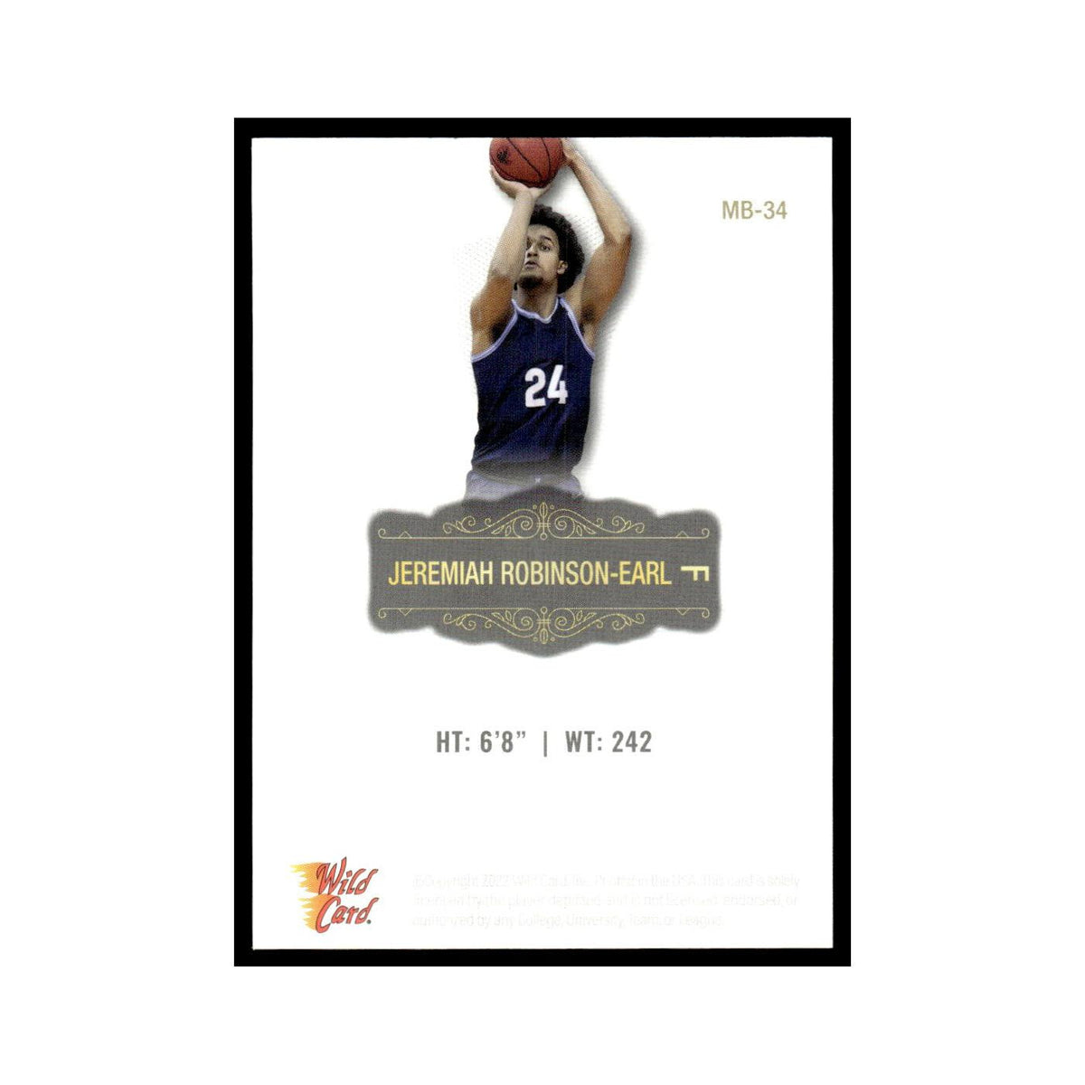 Jeremiah Robinson-Earl 2022 Wild Card Matte #MB-34 Basketball Card NM