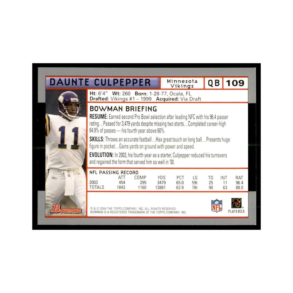 2004 Bowman Daunte Culpepper Football Cards #109