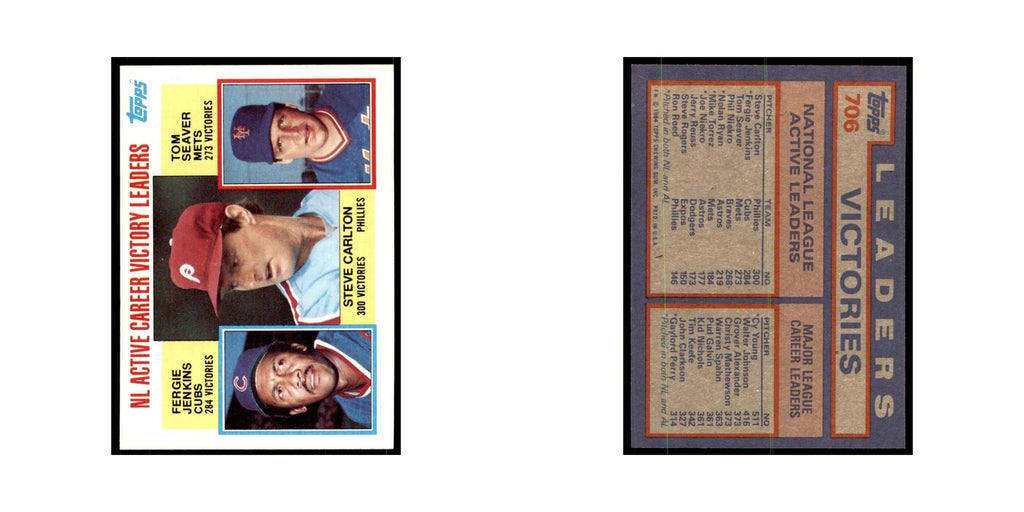 1984 Topps Jenkins/Carlton/Seaver Baseball Cards #706