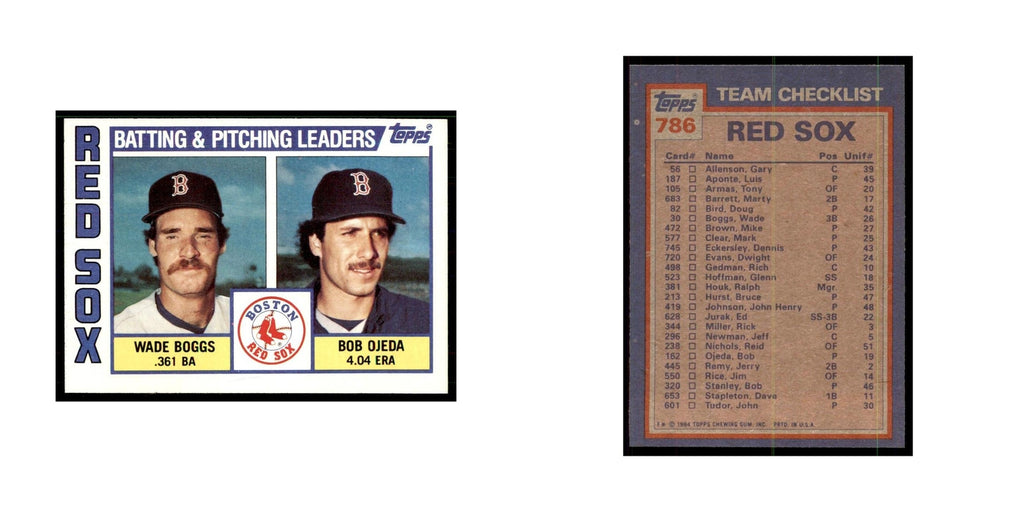1984 Topps Boggs/Ojeda Baseball Cards #786
