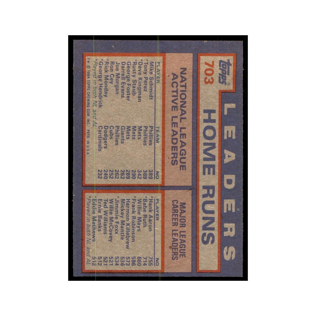 1984 Topps Mike Schmidt/Tony Perez/Dave Kingman Baseball Cards #703