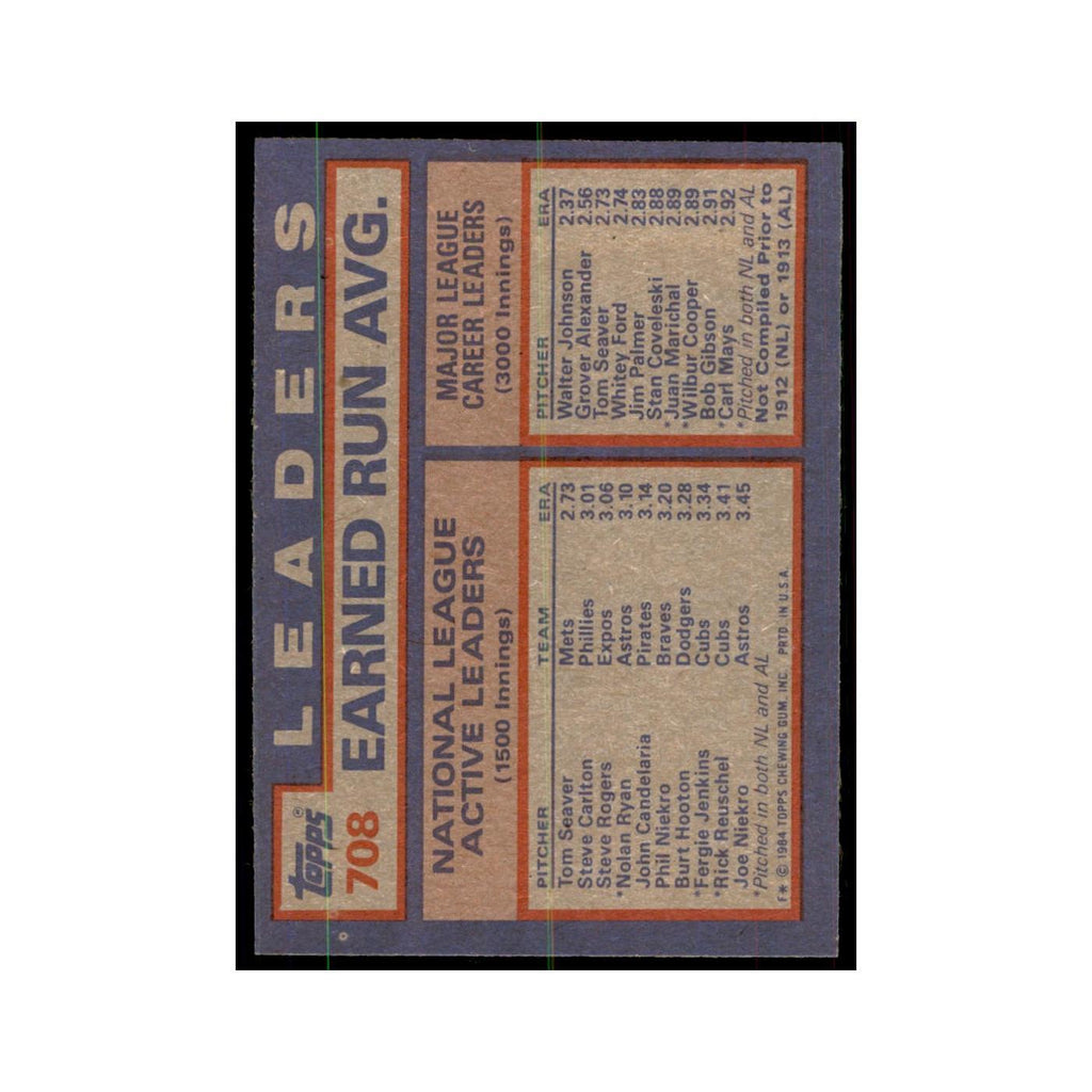 1984 Topps Carlton/Seaver/Rogers Baseball Cards #708