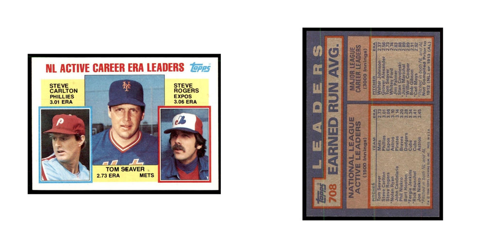 1984 Topps Carlton/Seaver/Rogers Baseball Cards #708