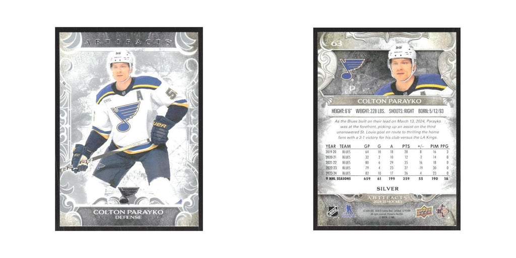 2024 Upper Deck Artifacts Colton Parayko St. Louis Blues #63