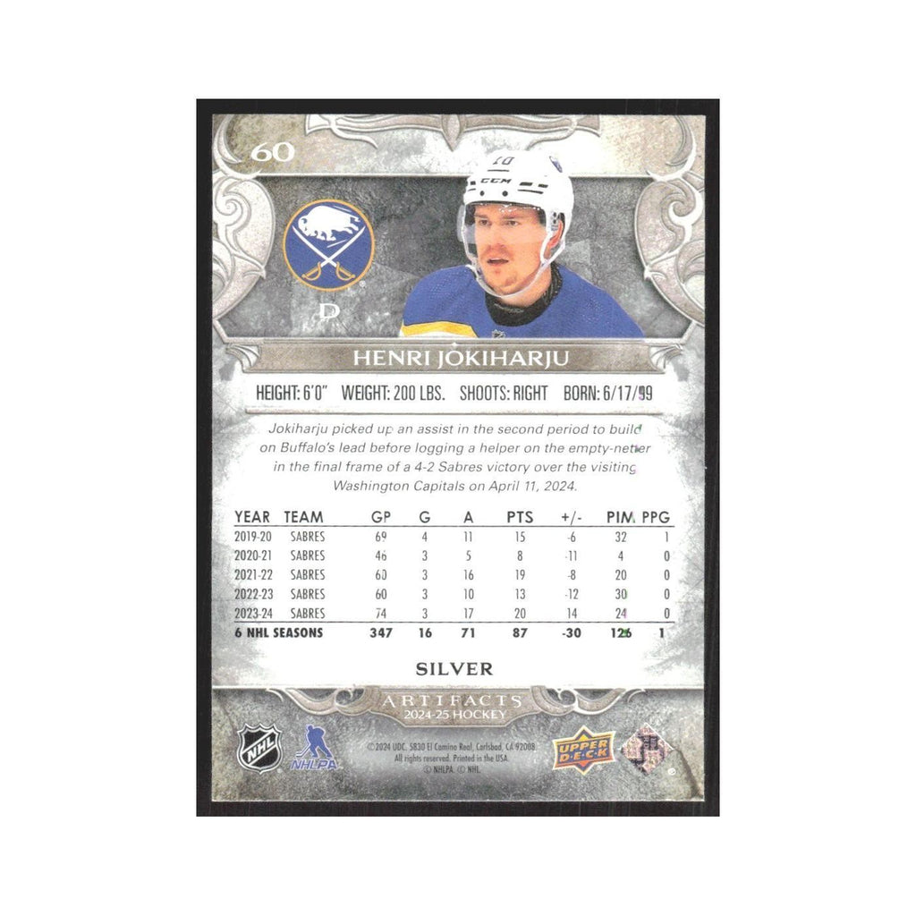 2024 Upper Deck Artifacts Henri Jokiharju Buffalo Sabres #60