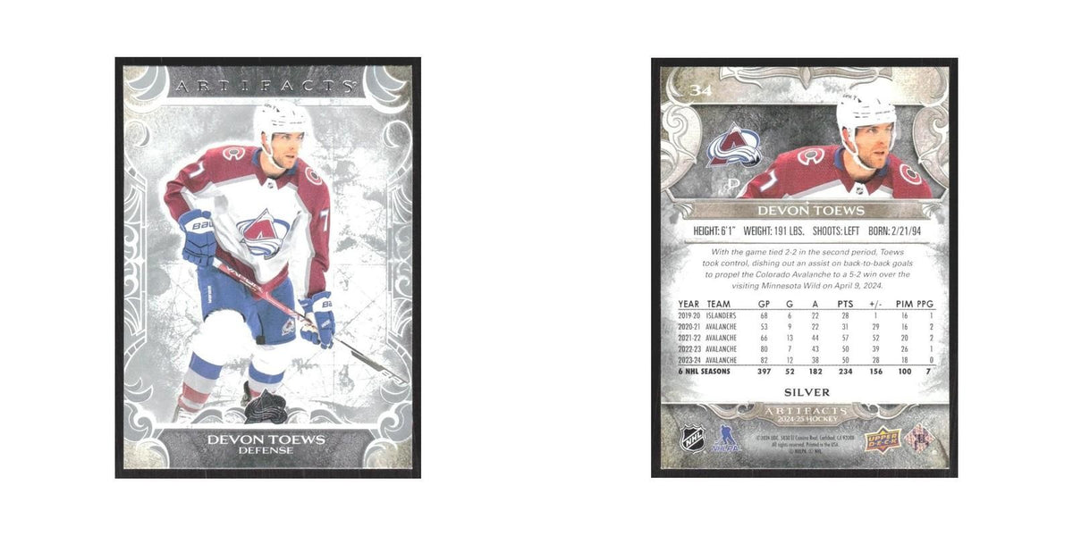 2024 Upper Deck Artifacts Devon Toews Colorado Avalanche #34