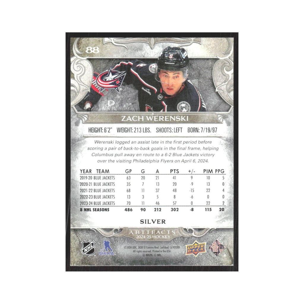 2024 Upper Deck Artifacts Zach Werenski Columbus Blue Jackets #88