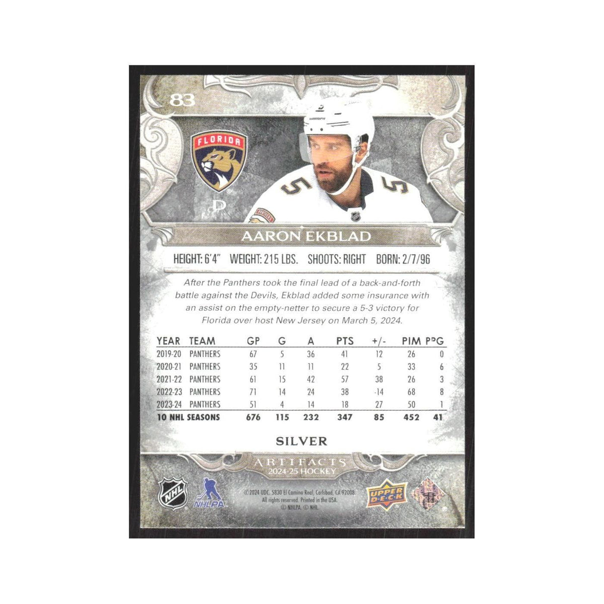 2024 Upper Deck Artifacts Aaron Ekblad Florida Panthers #83