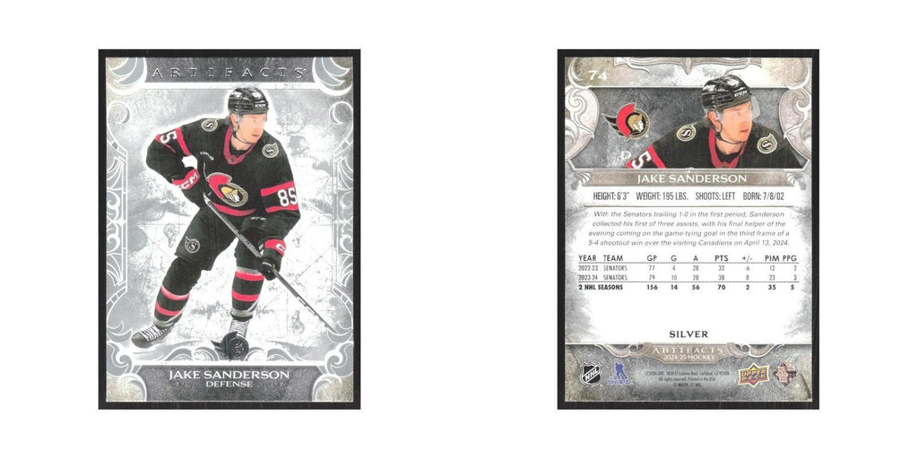 2024 Upper Deck Artifacts Jake Sanderson Ottawa Senators #74