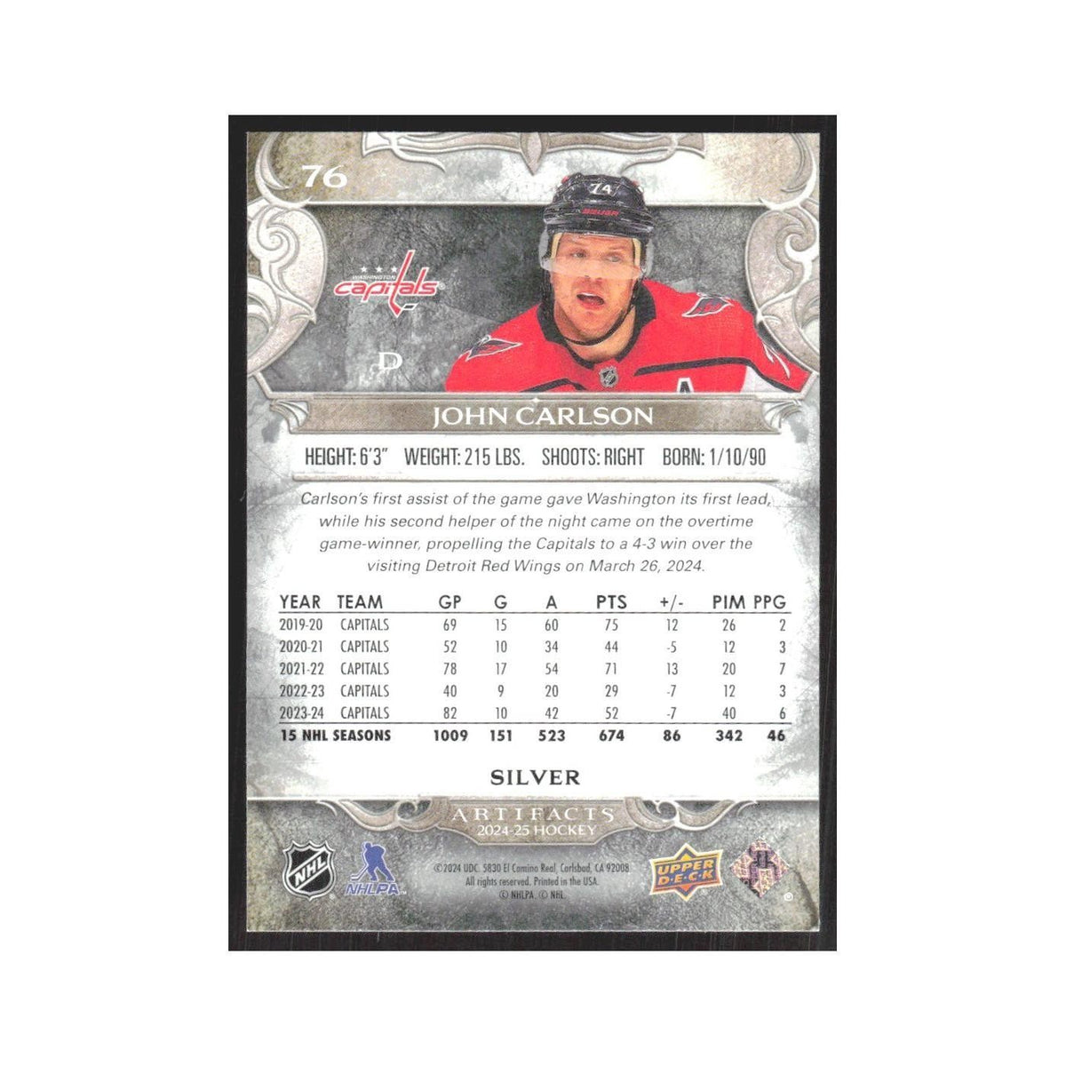 2024 Upper Deck Artifacts John Carlson Washington Capitals #76