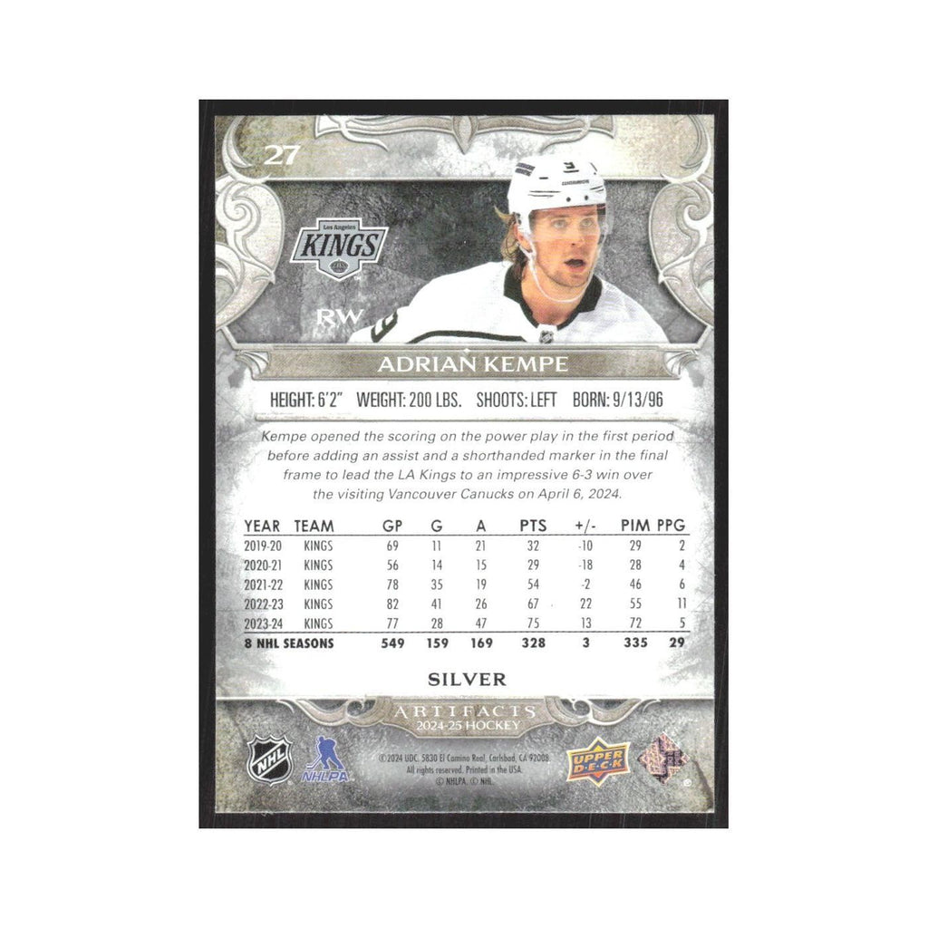 2024 Upper Deck Artifacts Adrian Kempe Los Angeles Kings #27