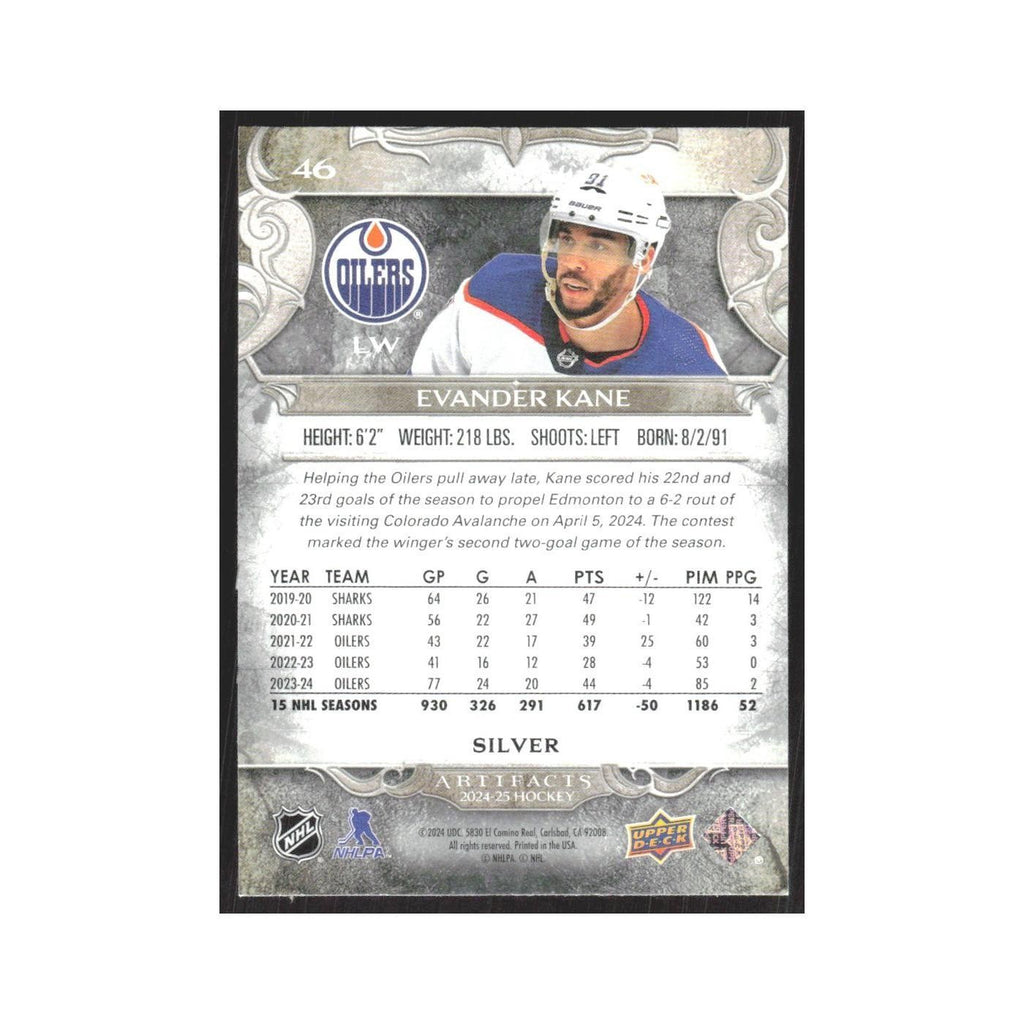 2024 Upper Deck Artifacts Evander Kane Edmonton Oilers #46