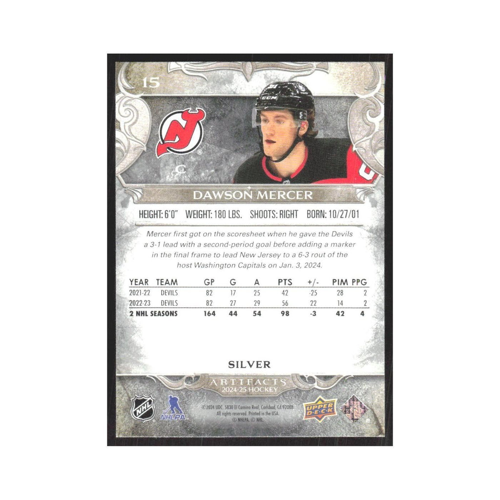 2024 Upper Deck Artifacts Dawson Mercer New Jersey Devils #15