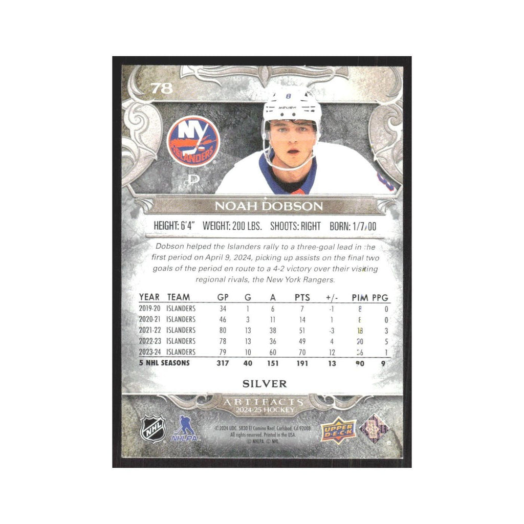 2024 Upper Deck Artifacts Noah Dobson New York Islanders #78