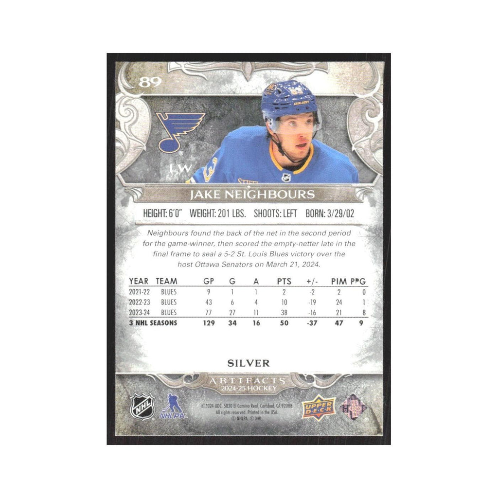 2024 Upper Deck Artifacts Jake Neighbours St. Louis Blues #89
