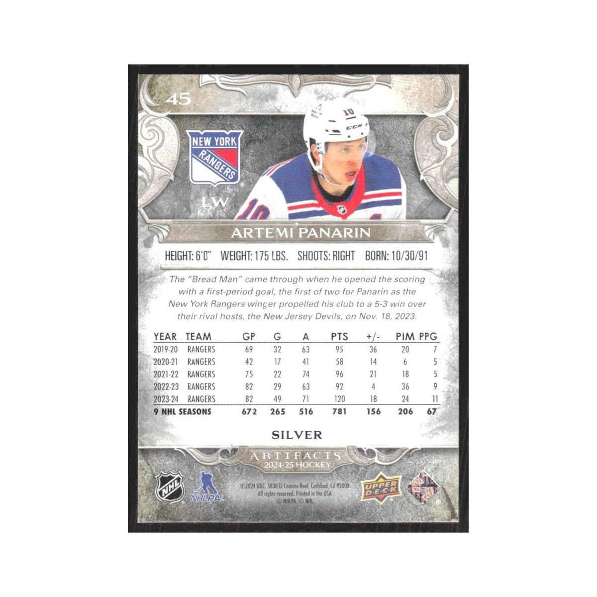 2024 Upper Deck Artifacts Artemi Panarin New York Rangers #45