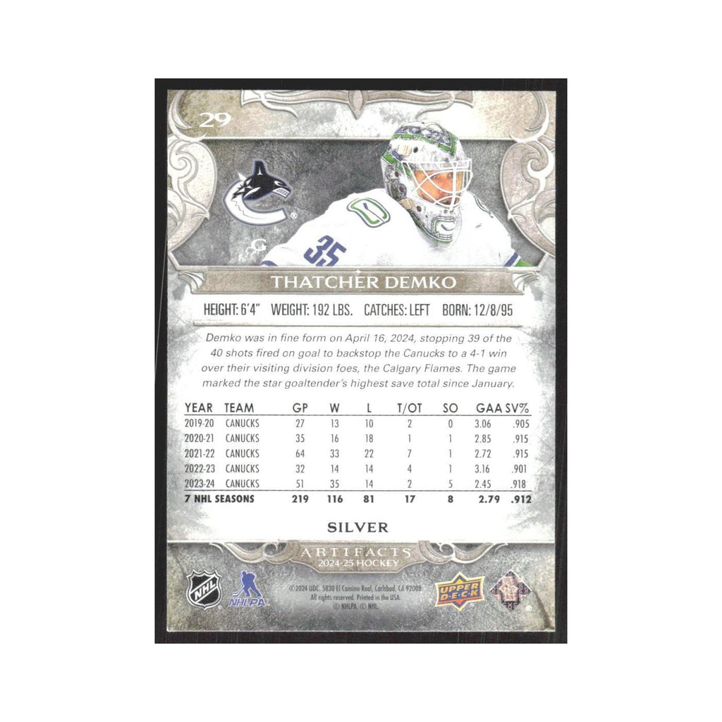 2024 Upper Deck Artifacts Thatcher Demko Vancouver Canucks #29