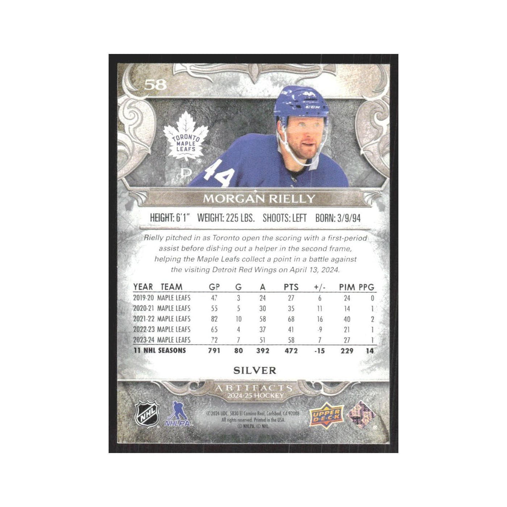 2024 Upper Deck Artifacts Morgan Rielly Toronto Maple Leafs #58
