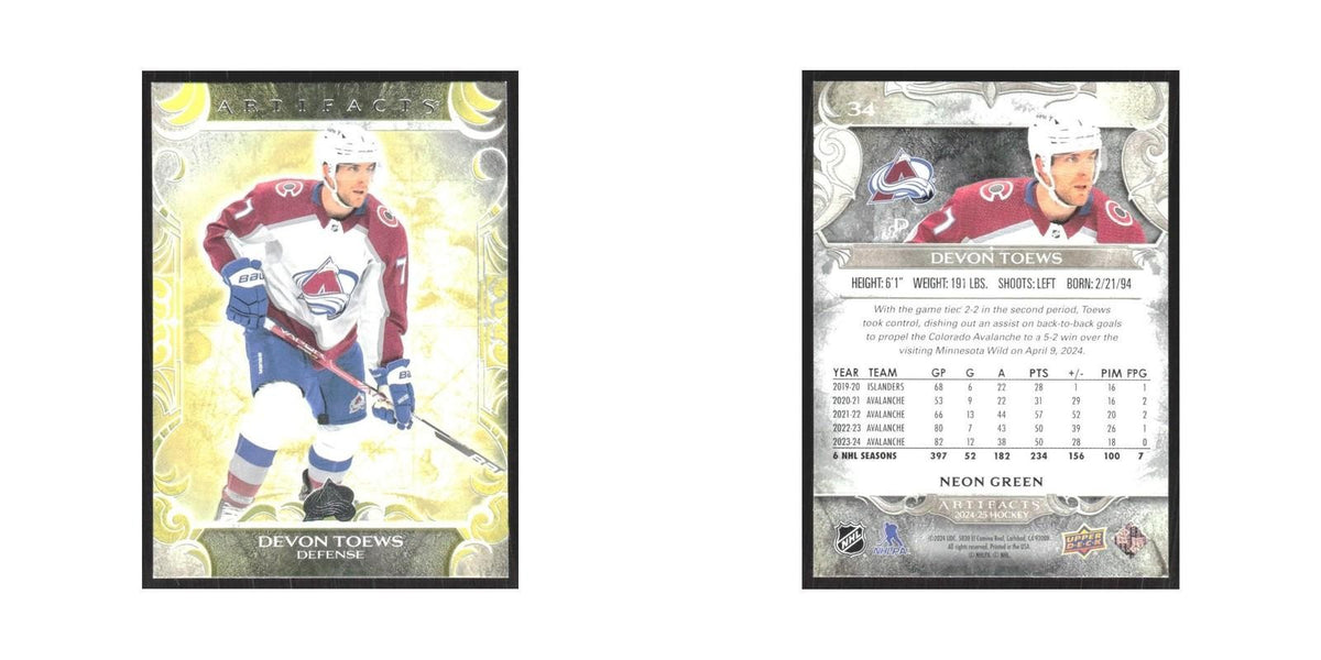 2024 Upper Deck Artifacts Devon Toews Colorado Avalanche #34
