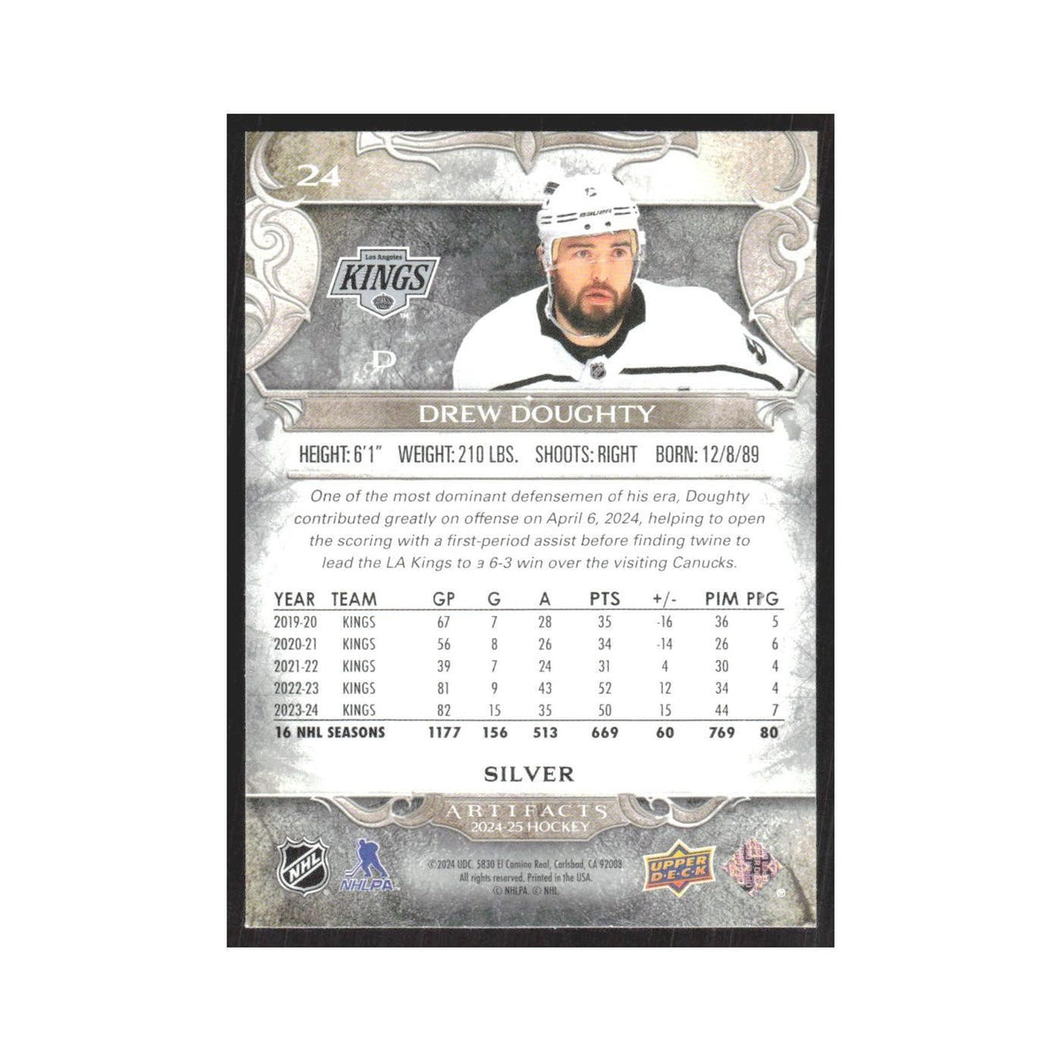 2024 Upper Deck Artifacts Drew Doughty Los Angeles Kings #24