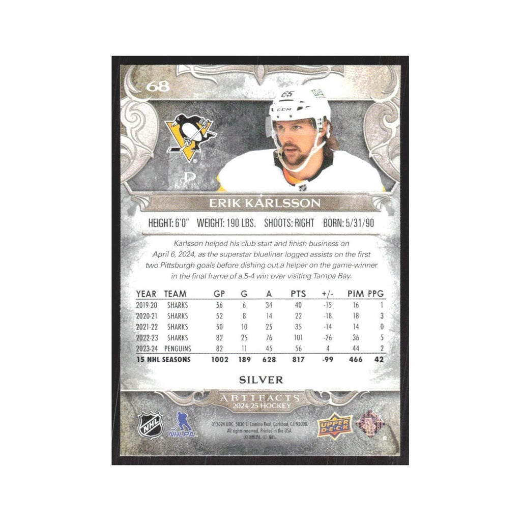 2024 Upper Deck Artifacts Erik Karlsson Pittsburgh Penguins #68