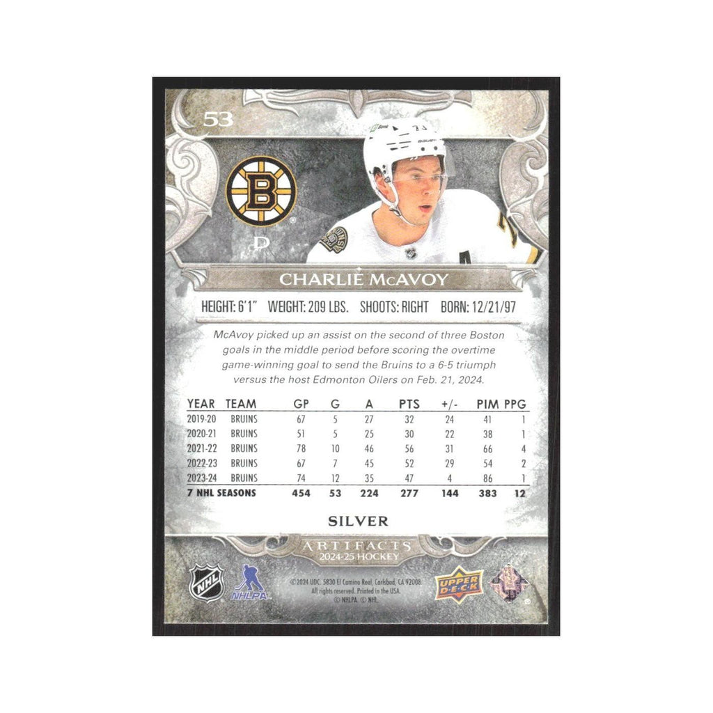 2024 Upper Deck Artifacts Charlie McAvoy Boston Bruins #53