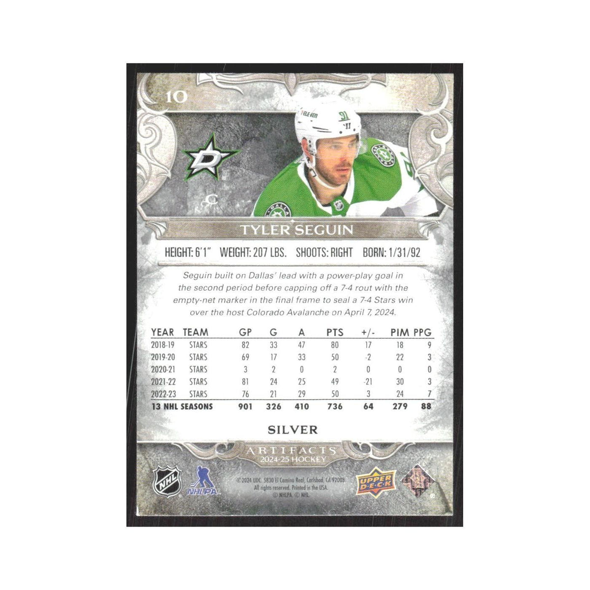 2024 Upper Deck Artifacts Tyler Seguin Dallas Stars #10