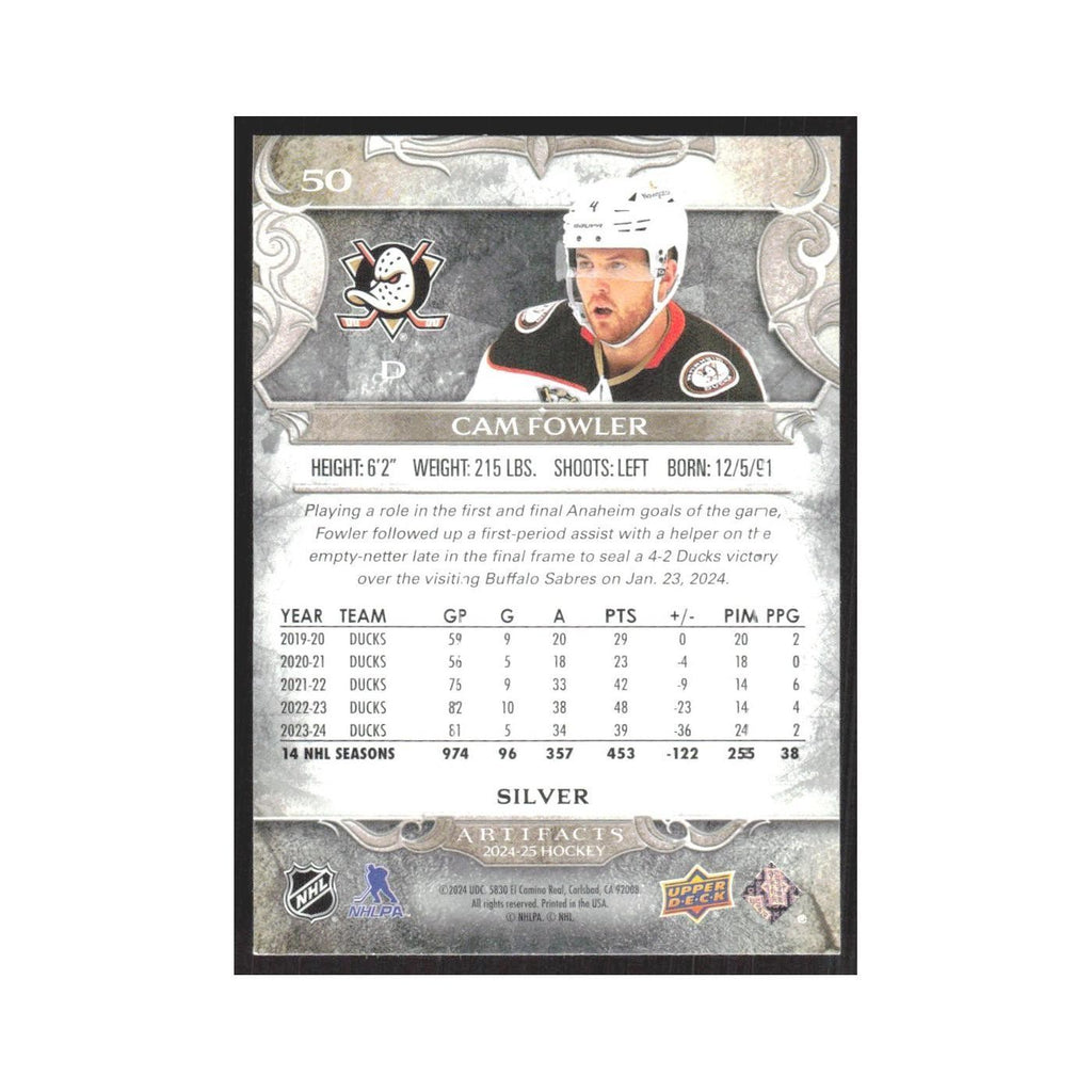 2024 Upper Deck Artifacts Cam Fowler Anaheim Ducks #50