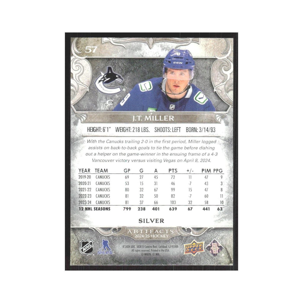2024 Upper Deck Artifacts J.T. Miller Vancouver Canucks #57