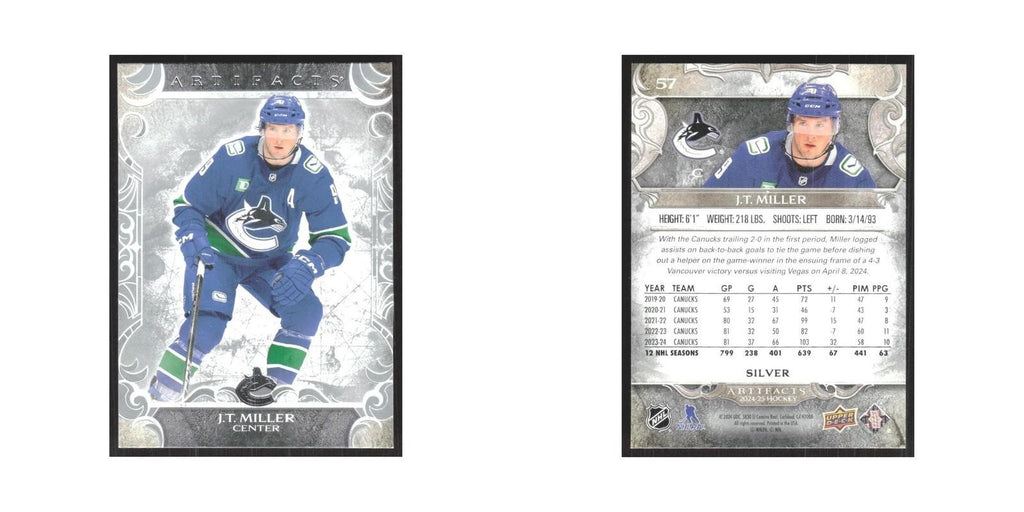 2024 Upper Deck Artifacts J.T. Miller Vancouver Canucks #57