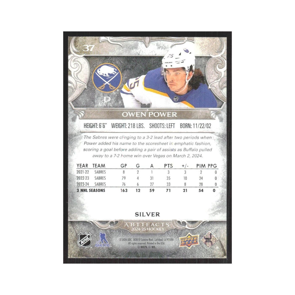 2024 Upper Deck Artifacts Owen Power Buffalo Sabres #37