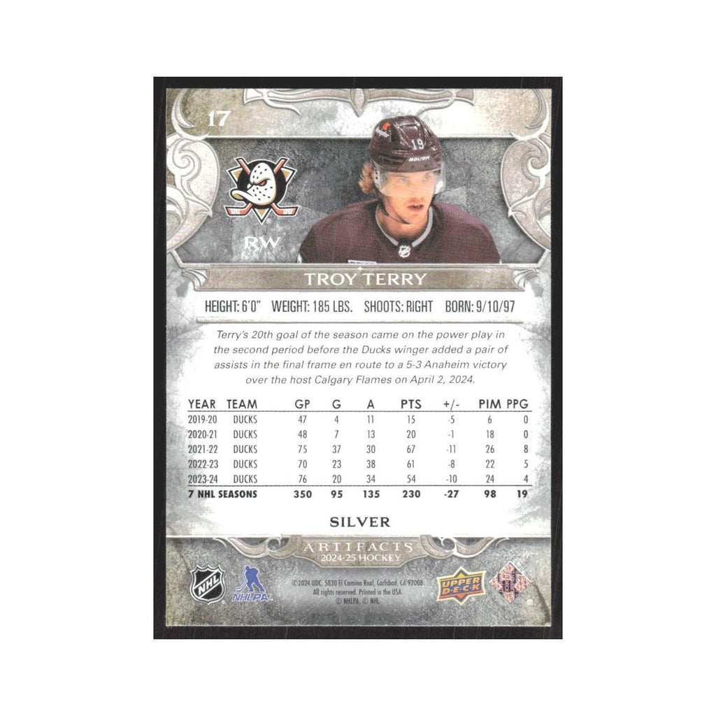 2024 Upper Deck Artifacts Troy Terry Anaheim Ducks #17