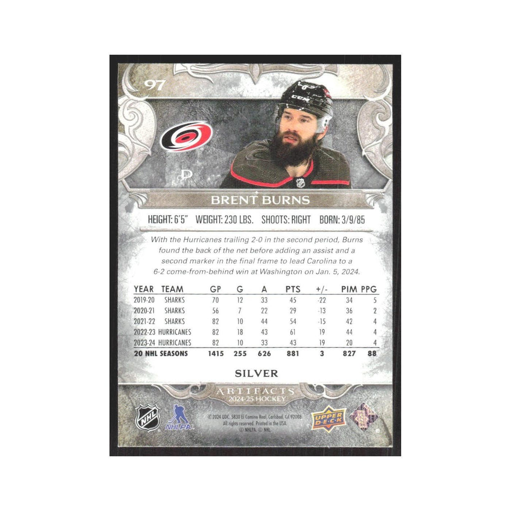 2024 Upper Deck Artifacts Brent Burns Carolina Hurricanes #97
