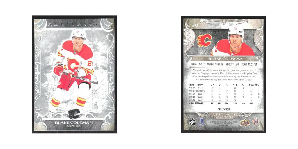 2024 Upper Deck Artifacts Blake Coleman Calgary Flames #30