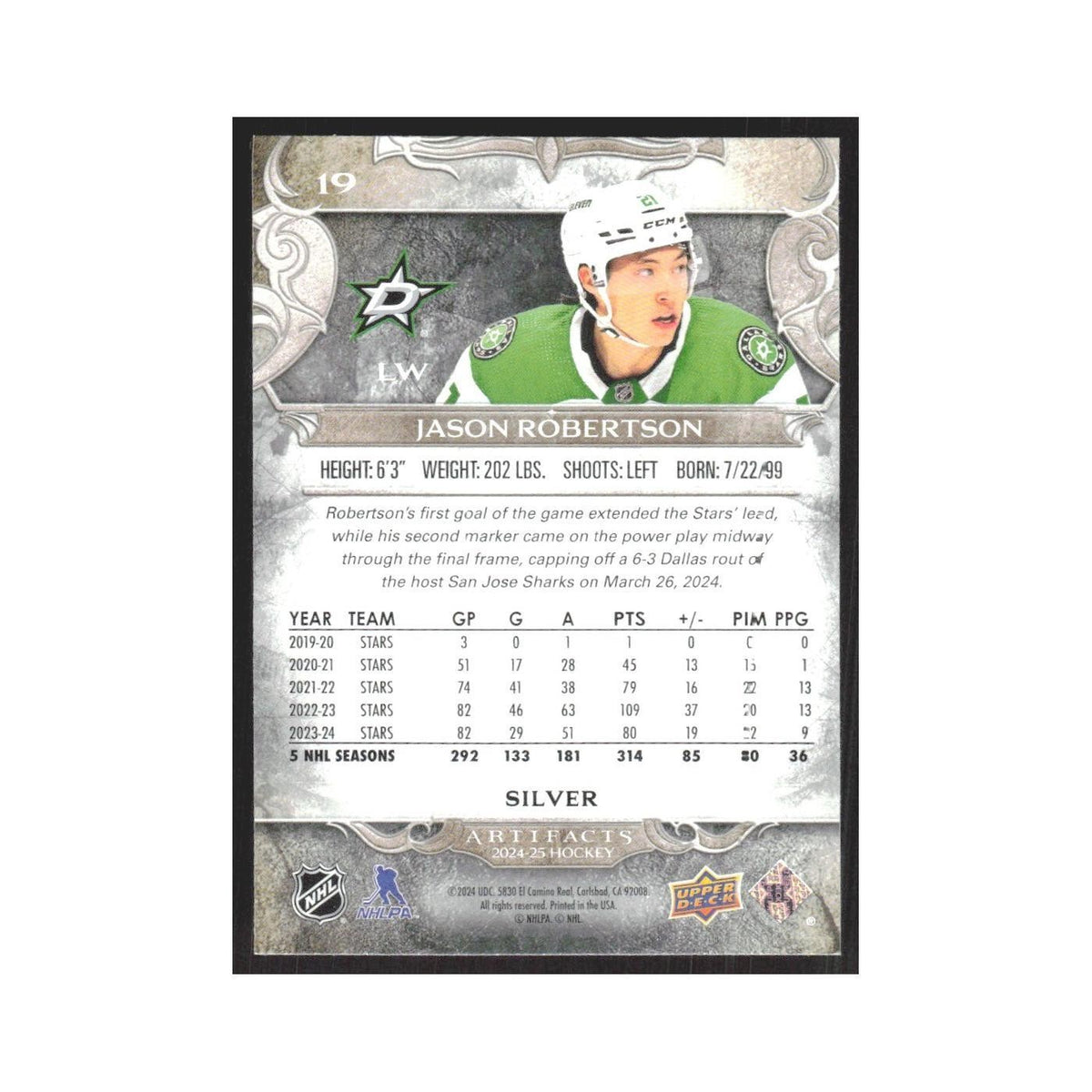 2024 Upper Deck Artifacts Jason Robertson Dallas Stars #19