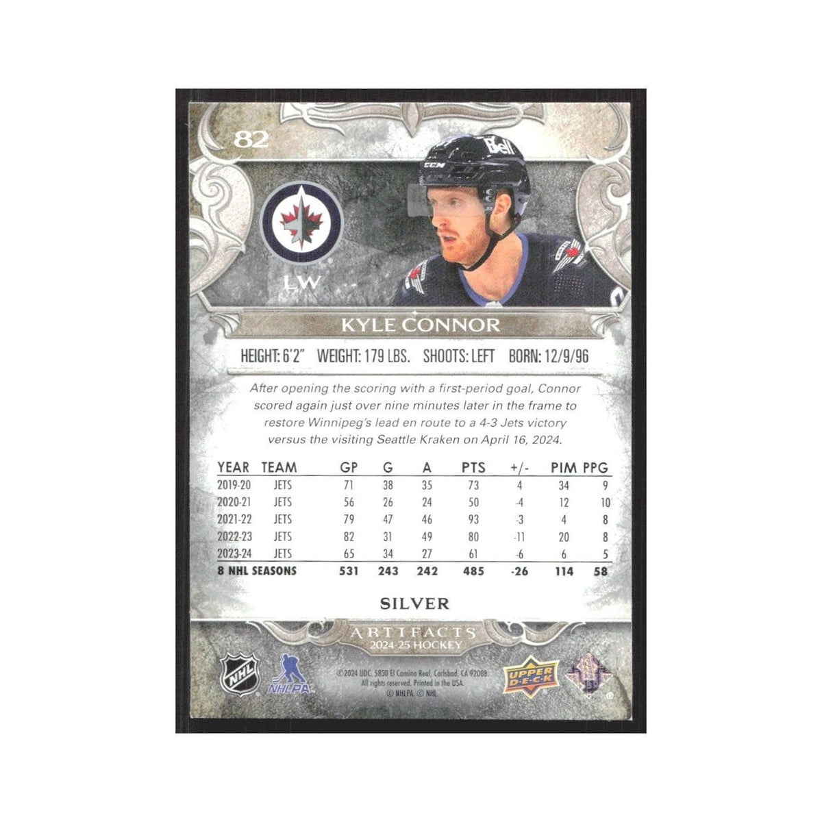 2024 Upper Deck Artifacts Kyle Connor Winnipeg Jets #82