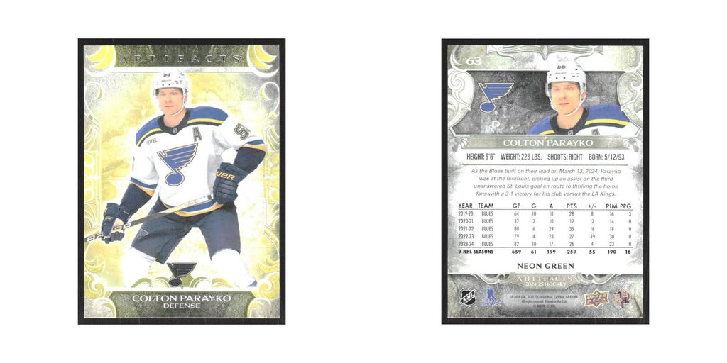2024 Upper Deck Artifacts Colton Parayko St. Louis Blues #63