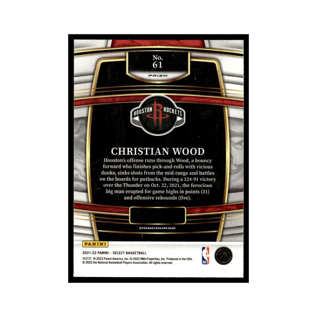 Christian Wood 2021 Panini Select #61 Houston Rockets Basketball Card NM