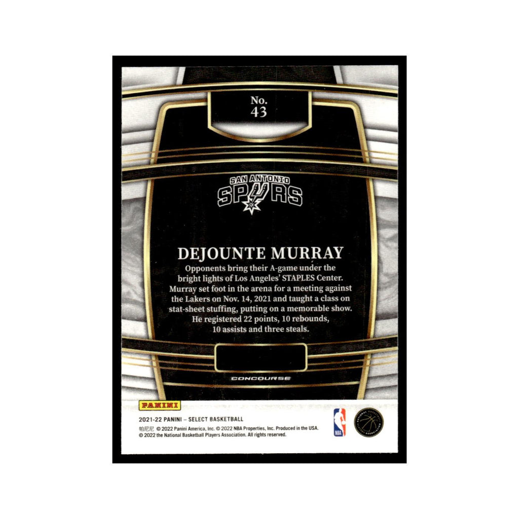 Dejounte Murray 2021 Panini Select #43 San Antonio Spurs Basketball Card NM