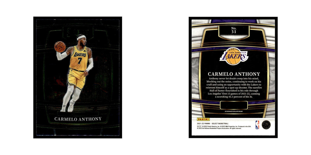 Carmelo Anthony 2021 Panini Select #31 Los Angeles Lakers Basketball Card NM
