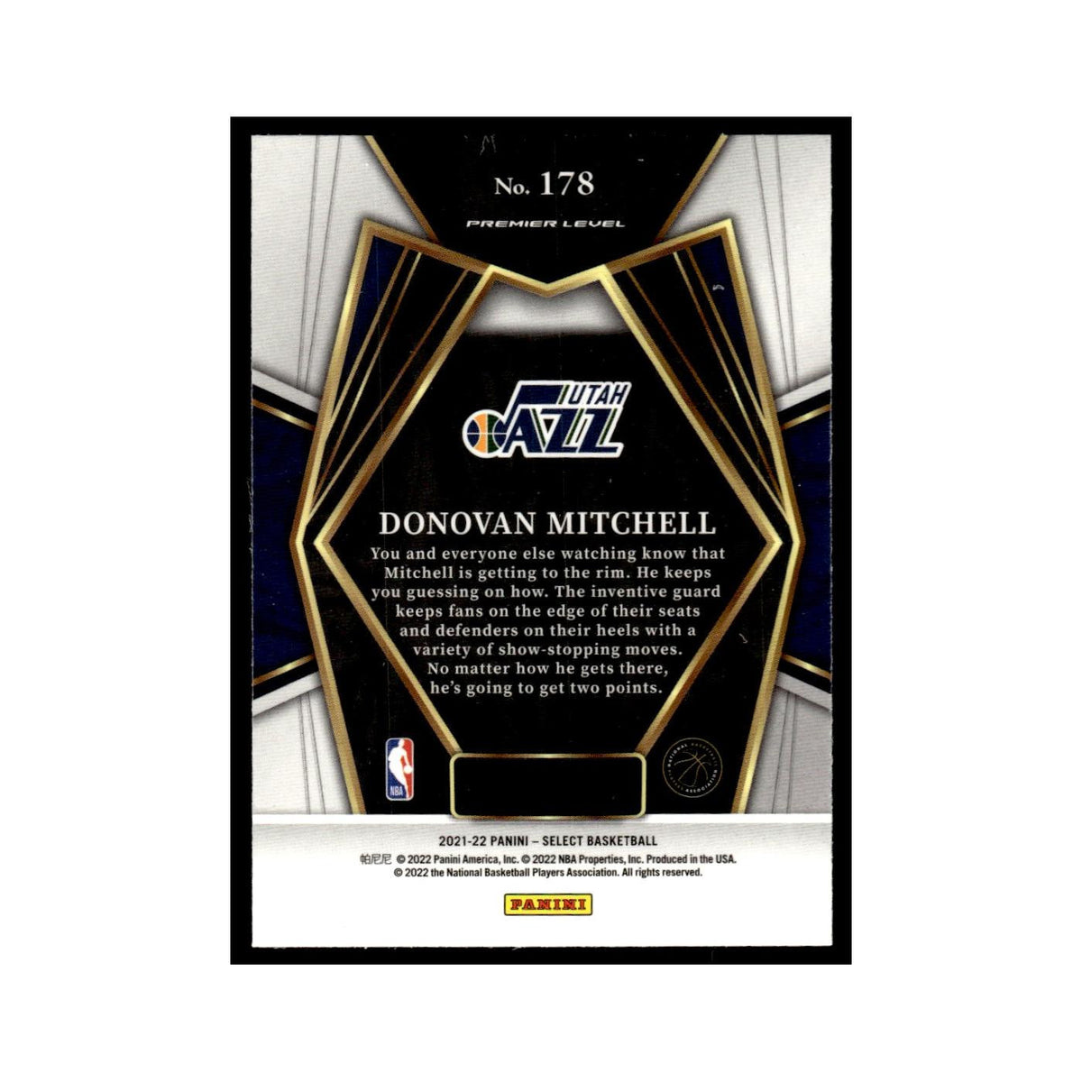 Donovan Mitchell 2021 Panini Select #178 Utah Jazz Basketball Card NM