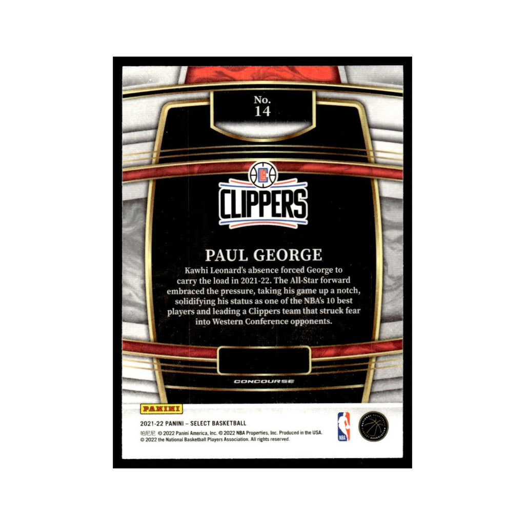 Paul George 2021 Panini Select #14 Los Angeles Clippers Basketball Card NM