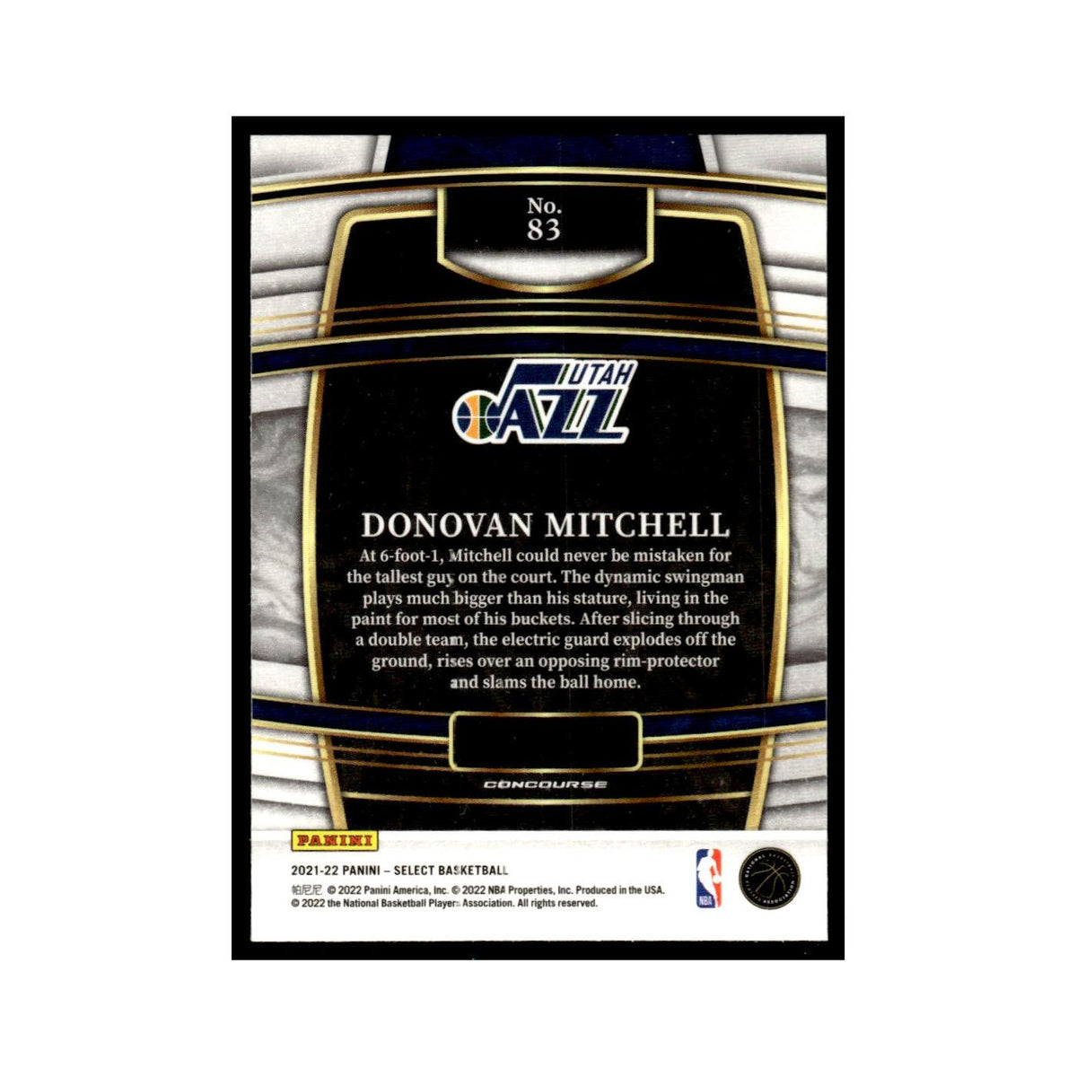 Donovan Mitchell 2021 Panini Select #83 Utah Jazz Basketball Card NM