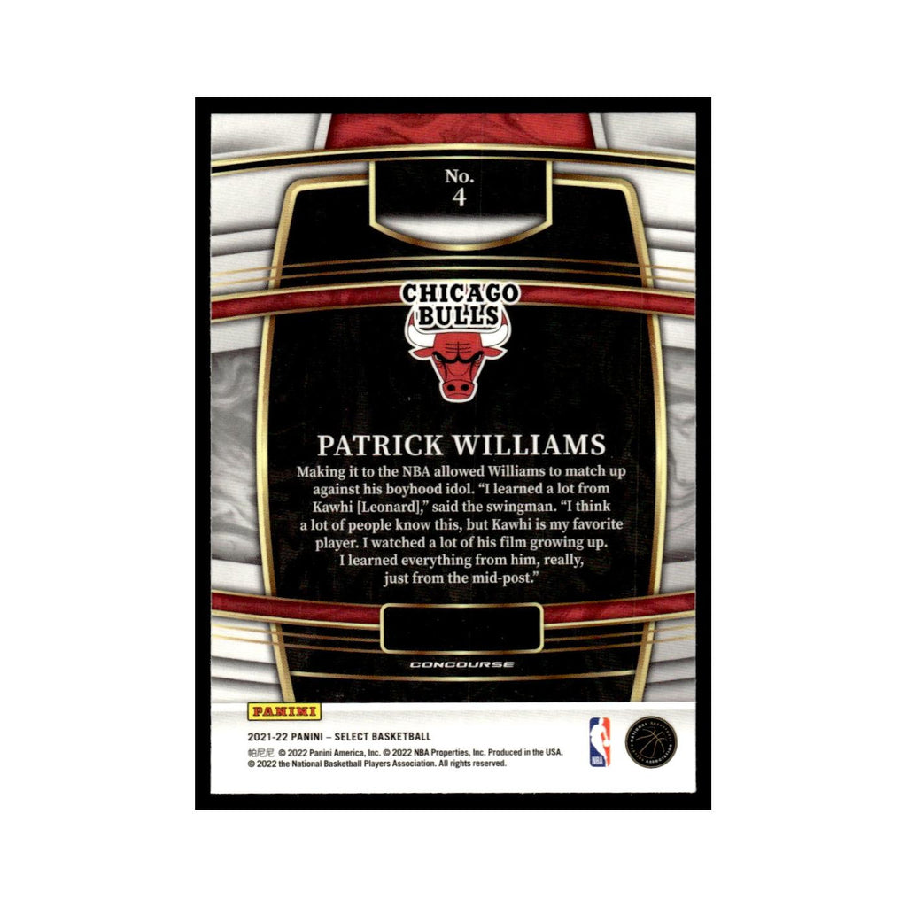 Patrick Williams 2021 Panini Select #4 Chicago Bulls Basketball Card NM